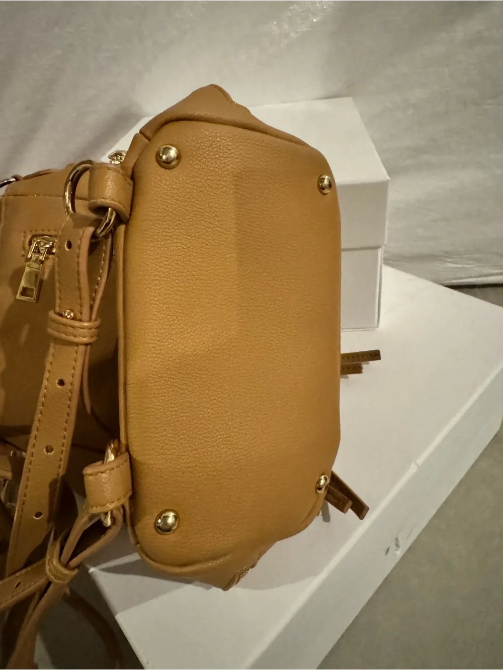 SOPHIYA Zoe Tan Leather Crossbody Backpack from Sophiya